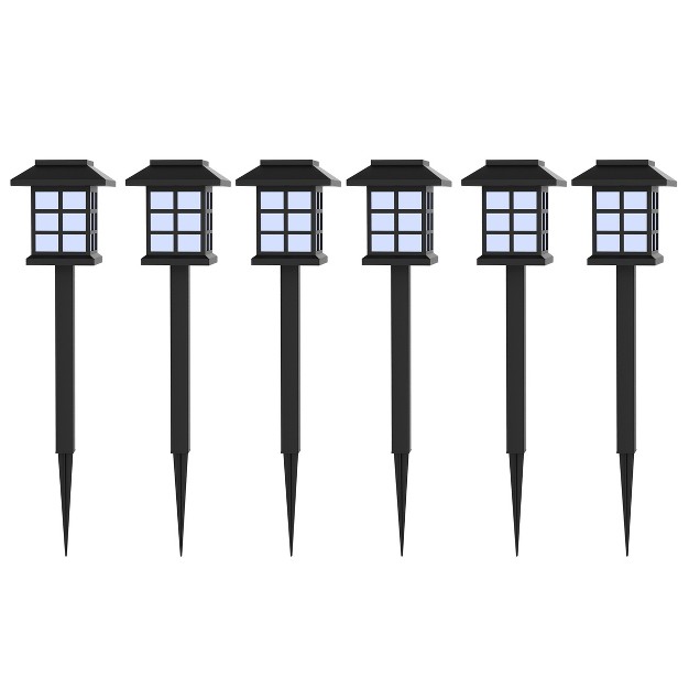 Nature Spring Outdoor Solar Led Garden Lights Black 6 Pieces