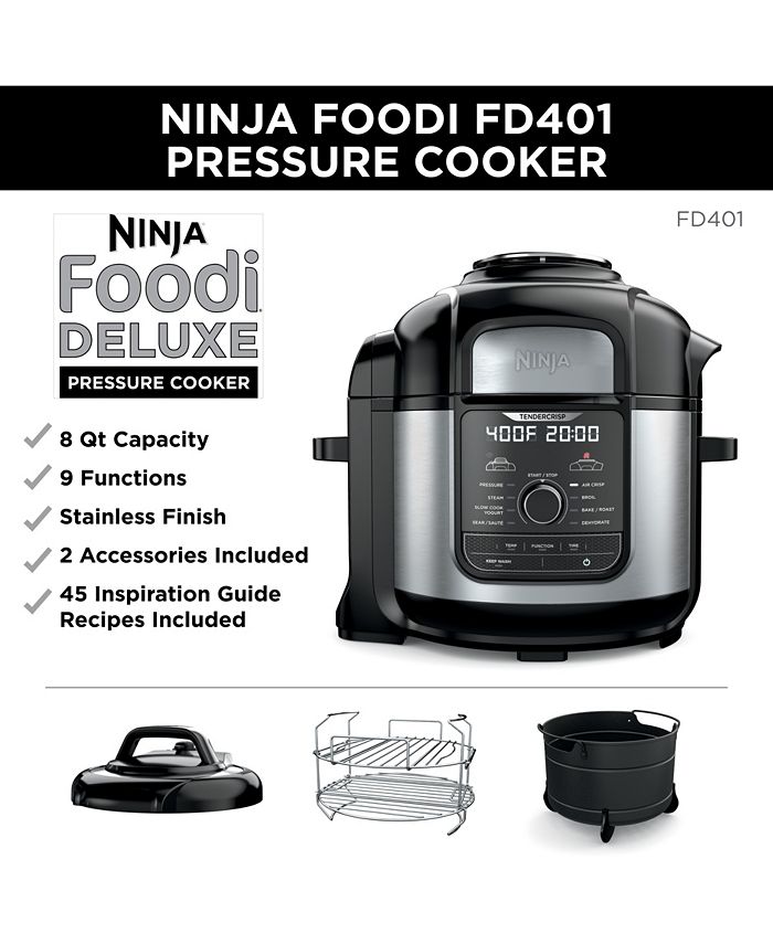 Ninja Foodi FD401 8 Qt.12-in-1 Deluxe XL Pressure Cooker Air Fryer in Stainless Steel