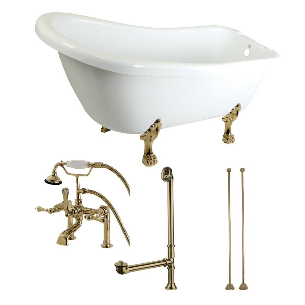 Slipper 69 inch Acrylic Clawfoot Tub with Faucet Combo