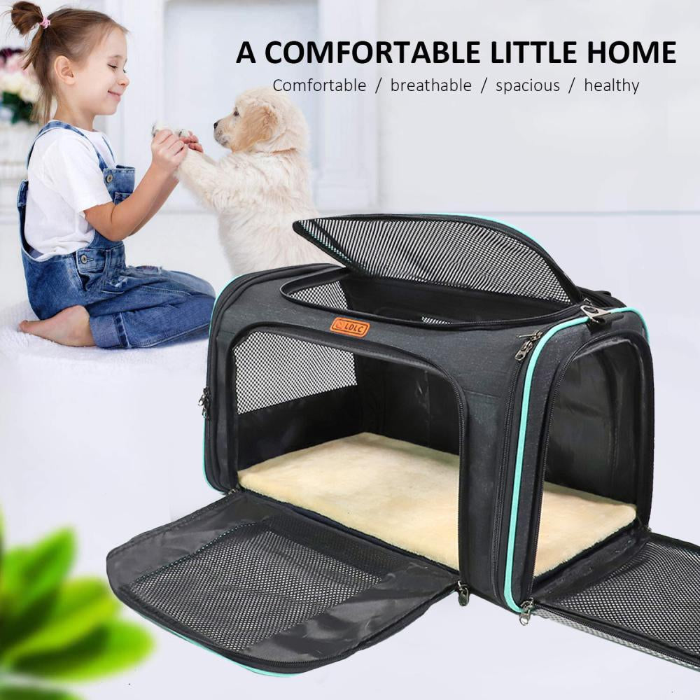 Cat Carrier Airline Approved， Small Pet Carriers Soft Sided Carry  Bag Small Cats / Dogs Comfort Travel Bag Outdoors Bags Under 15 lbs， Mint Green