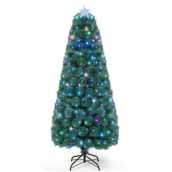 Costway 5FT/6FT/7FT PreLit Fiber Optic Christmas Tree Xmas Decor with