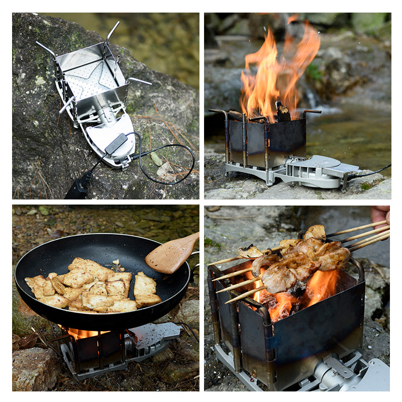 BRS BRS Portable Palm-sized Camping Outdoor Wood-burning Charcoal BBQ Furnace Electronic Blower