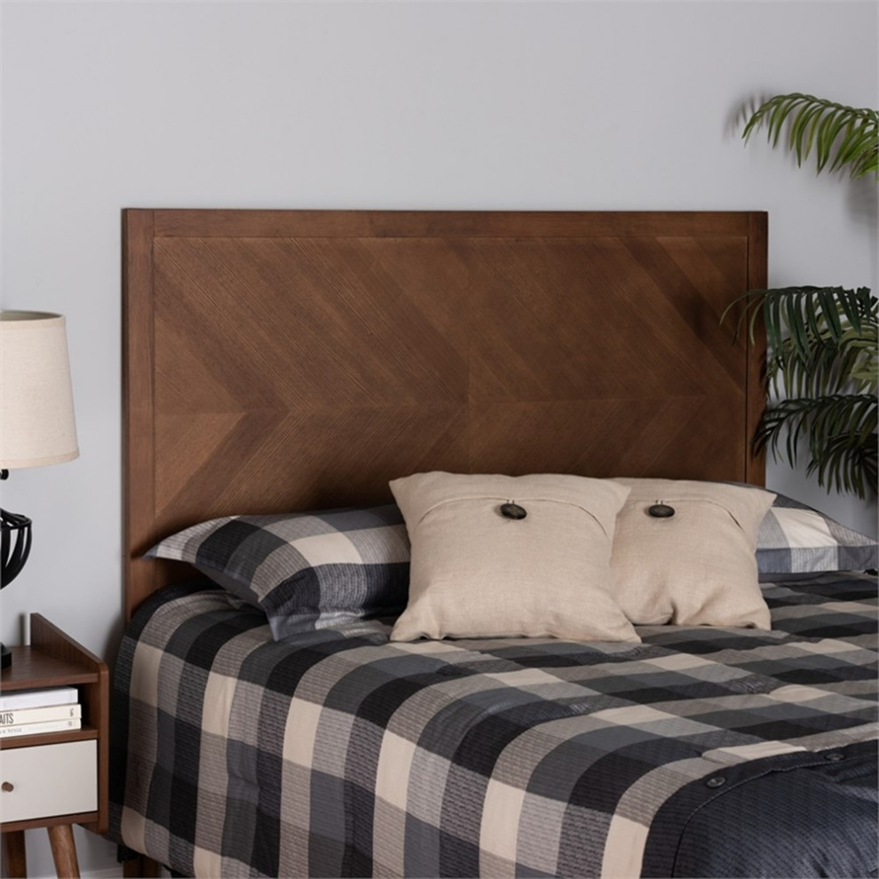 Baxton Studio Terrian Ash Walnut Finished Wood Queen Size Headboard   Transitional   Headboards   by Homesquare  Houzz