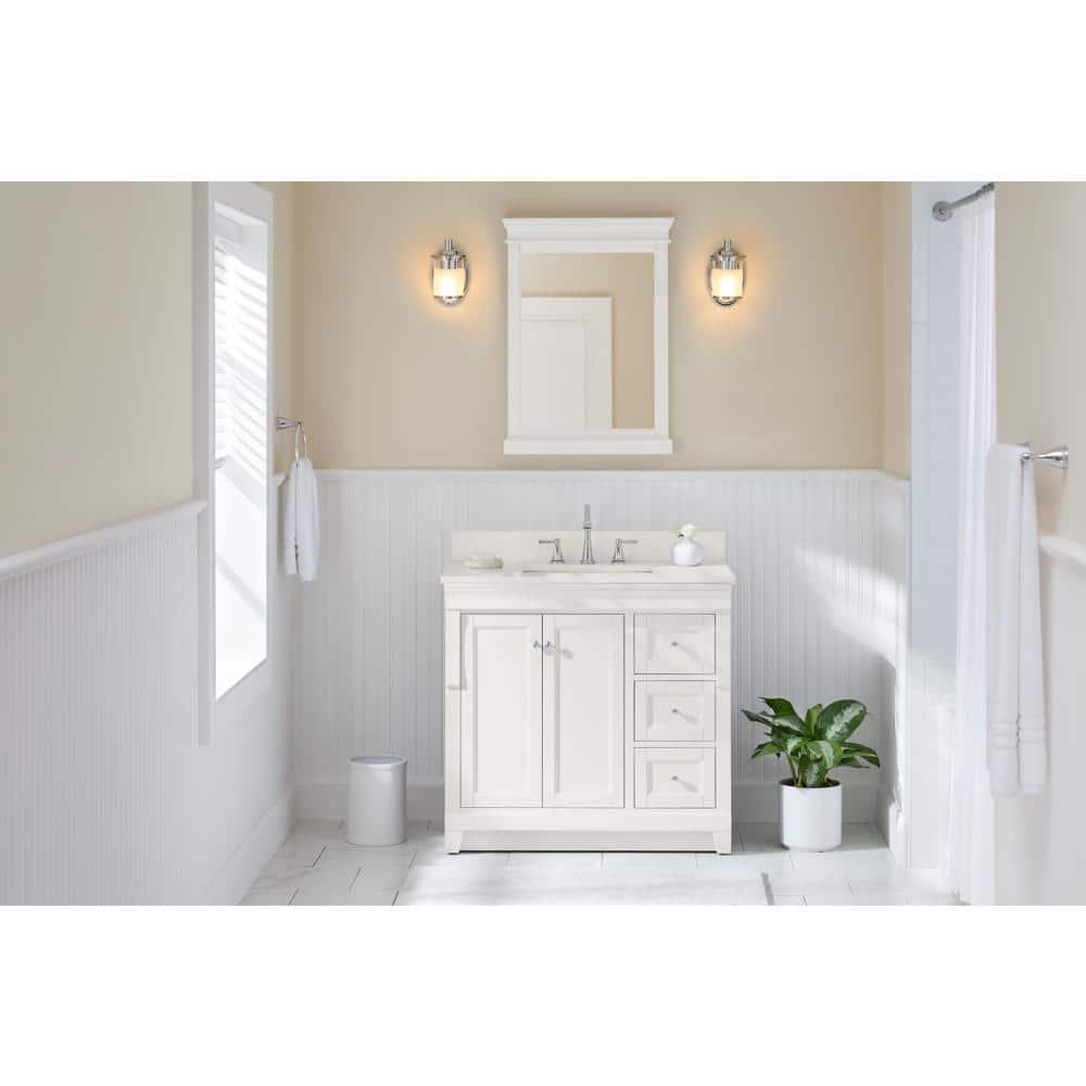 Home Decorators Collection Naples 36 in W Bath Vanity Cabinet Only in White with Right Hand Drawers