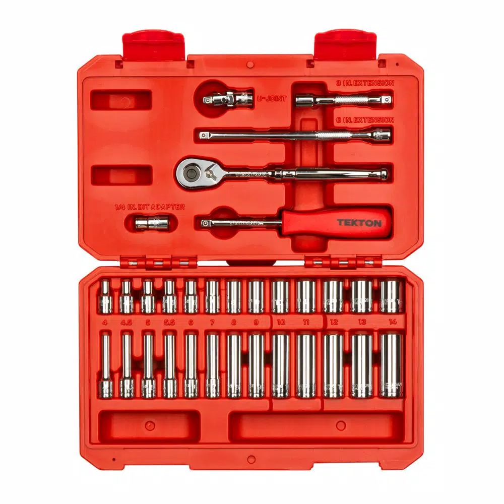 TEKTON 1/4 in. Drive 6-Point Socket and Ratchet Set (33-Piece) and#8211; XDC Depot