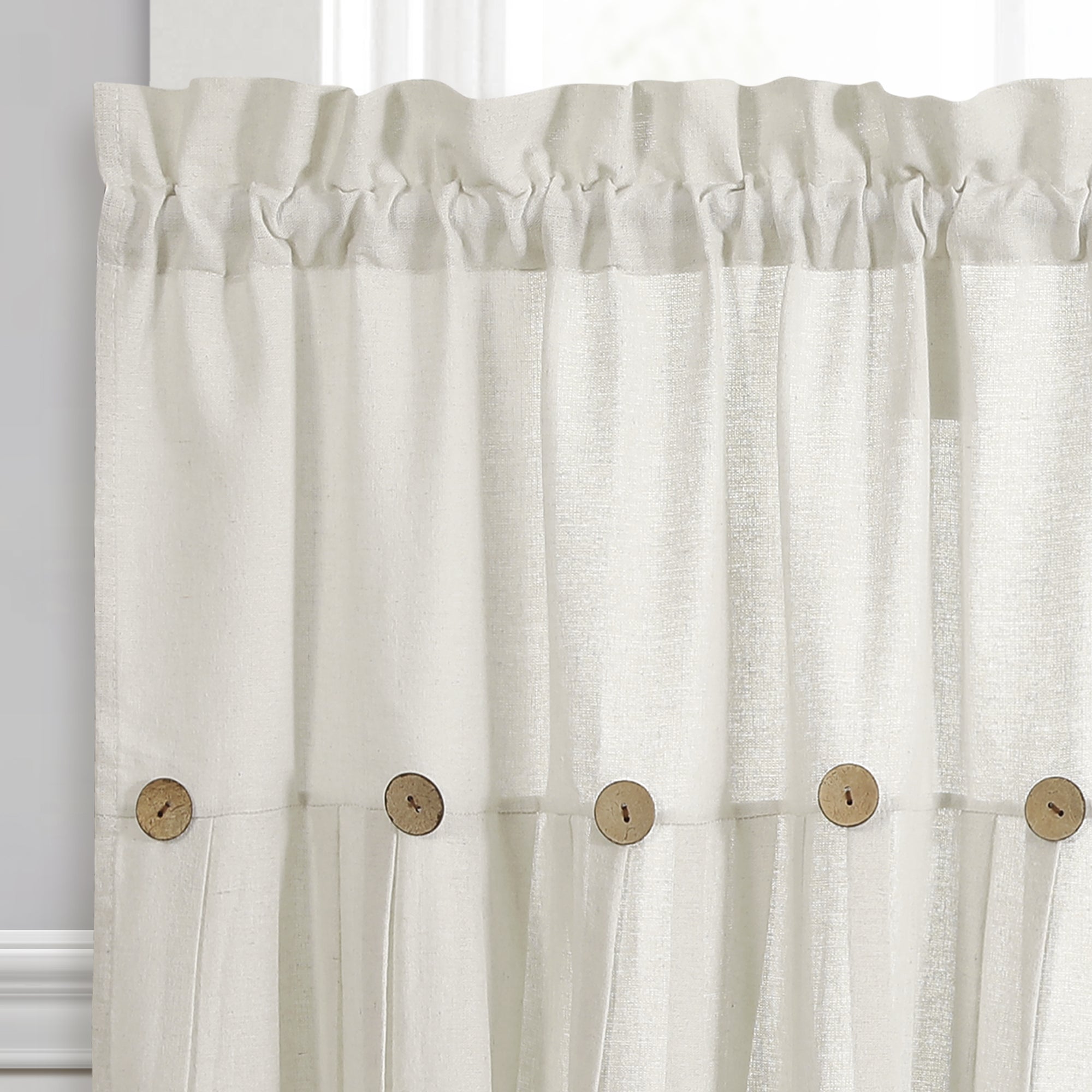 Linen Button Kitchen Window Tiers Set