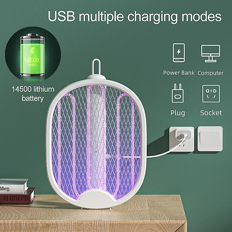 Foldable Electric Mosquito Killer Fly Swatter Trap Usb Rechargeable Mosquito Racket Insect Killer With Uv Light Bug Zapper 3000v