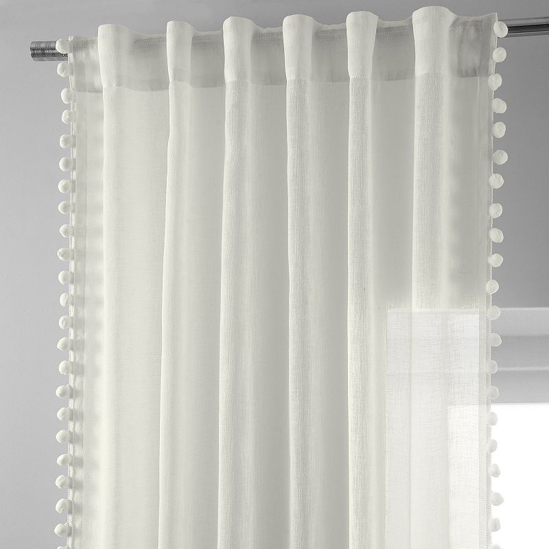 EFF Borla Patterned Faux Linen Sheer Window Curtain Panel