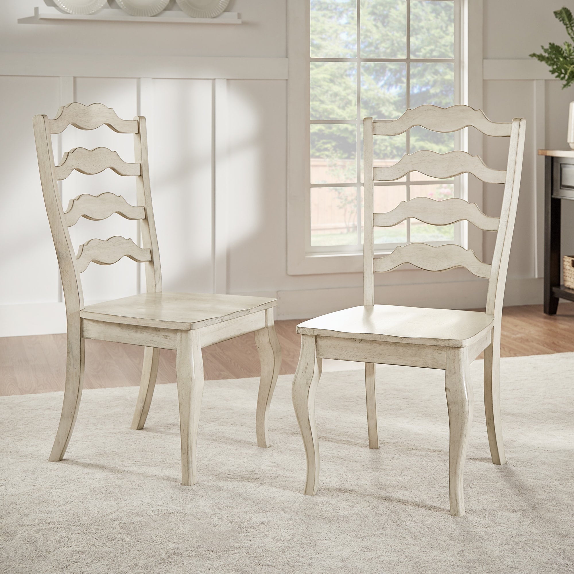 Weston Home Farmhouse Dining Chair with French Ladder Back (Set of 2)