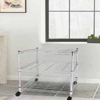 Amucolo Silver 3-Tier Steel Wire Shelving Unit with Wheels (23.82 in. W x 21.7 in. H x 11.8 in. D) DHS-CYHK-003C