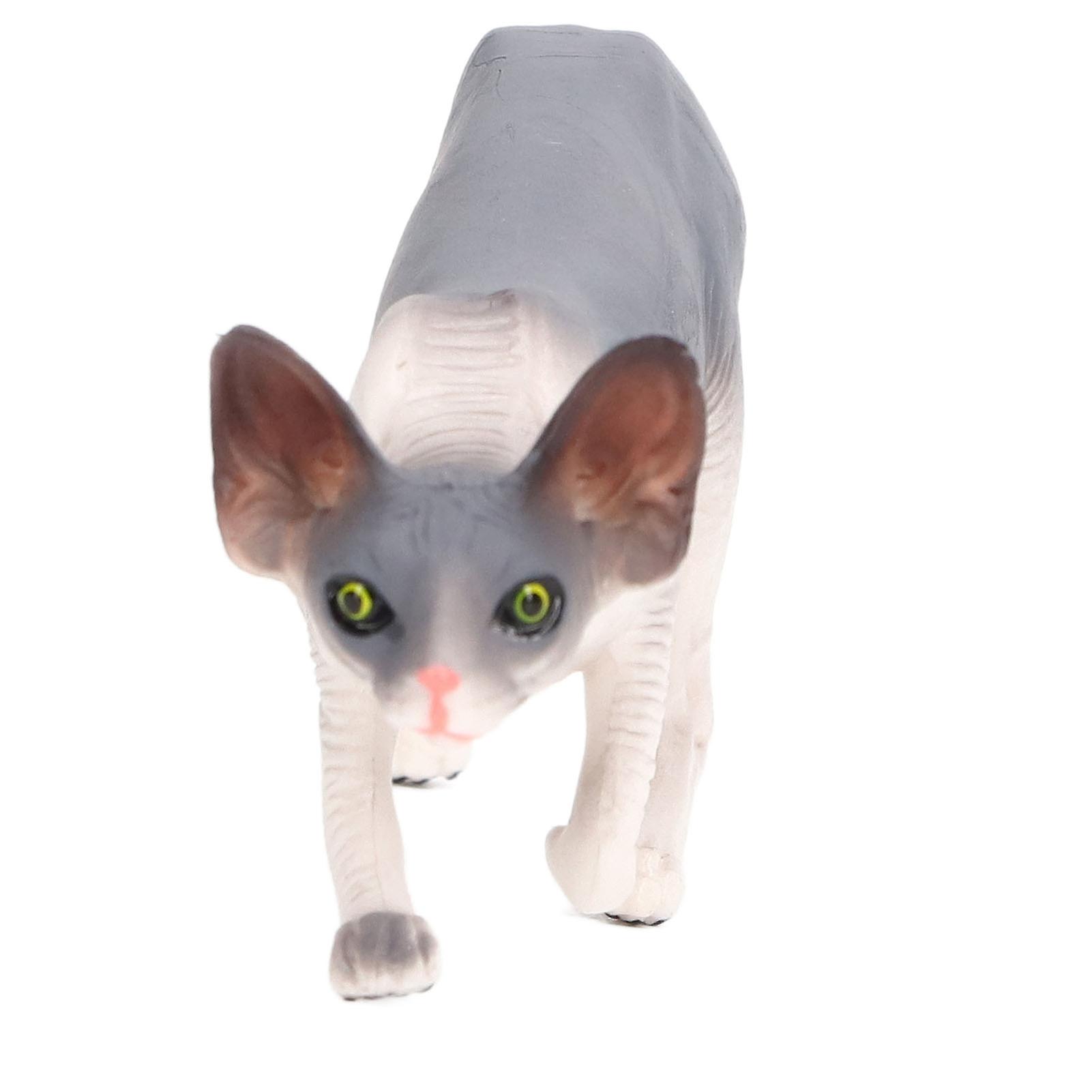 Simulation Hairless Cat Model Toy Vivid Small Pet Cat Figurines Toy for Kids Children Home Desktop Decoration PL127 1840