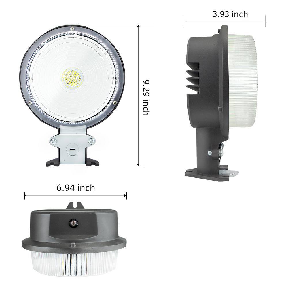 WYZM 500- Watt Equivalent Integrated LED Black 7800 Lumens Dusk to Dawn Outdoor Area Light Flood Light 5500K White Yard -75W-B