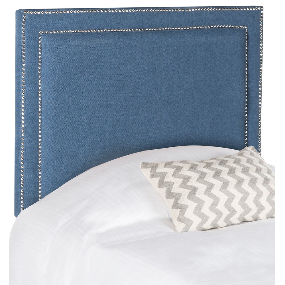 SAFAVIEH Cory Navy Upholstered Headboard   Silver Nailhead (Twin)