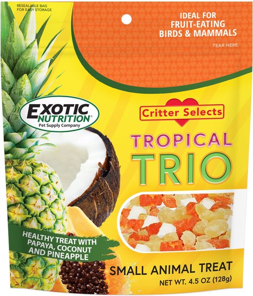 Exotic Nutrition Critter Selects Tropical Trio Small Animal Treats， 4.5-oz bag