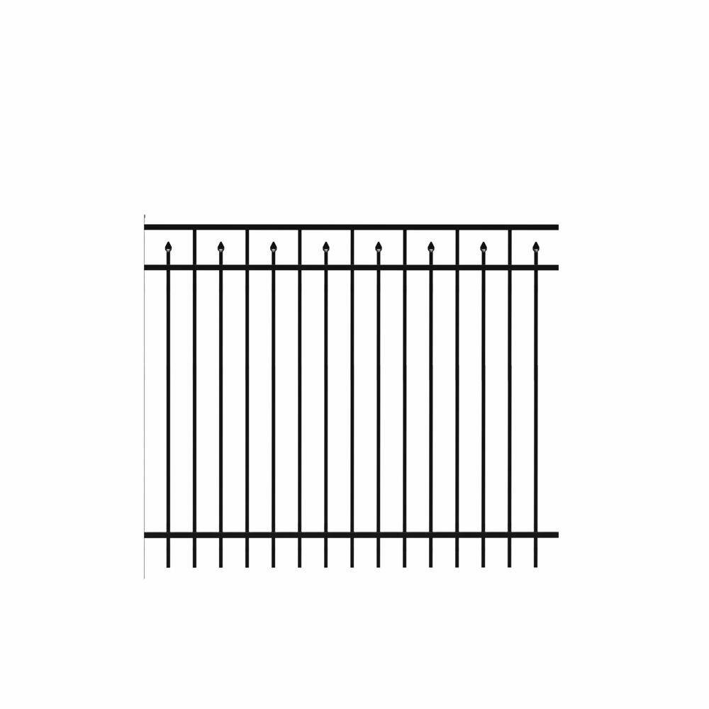 Barrette Outdoor Living Brilliance Standard-Duty 5 ft. H x 6 ft. W Black Aluminum Pre-Assembled Fence Panel 73002343