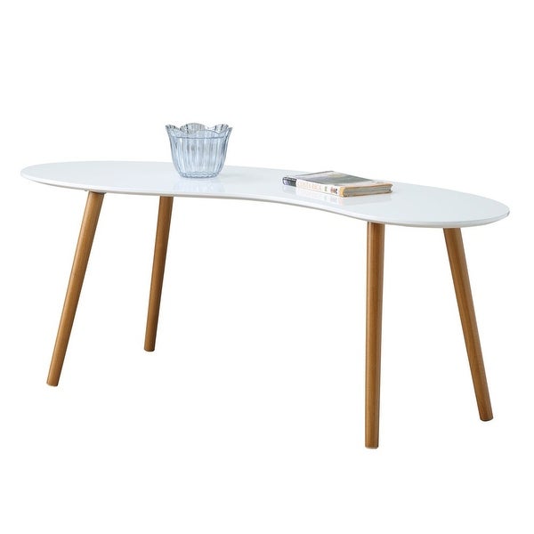 Oslo Bean Shaped Coffee Table， White/Natural