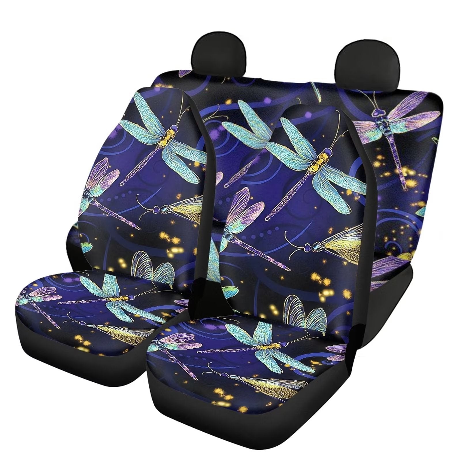 NETILGEN 4 Pcs Purple Sea Turtle Print Car Seat Covers Full Set Soft Front Back Seat Covers and Rear Bench Non Slip Auto Covers Saddle Blanket Accessories for All Weathers