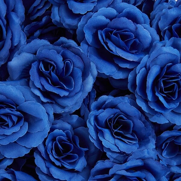 50pc Artificial Fake Dark Blue Rose Flower Head for Wedding Bouquet Home Decor