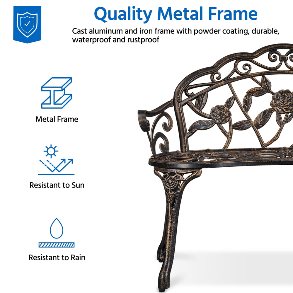 Topeakmart Outdoor Durable Aluminium Bench - Bronze