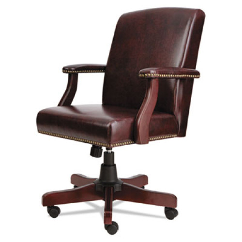 Alera Traditional Series Mid-Back Chair， Supports up to 275 lbs， Oxblood Burgundy Seat/Oxblood Burgundy Back， Mahogany Base (TD4236)