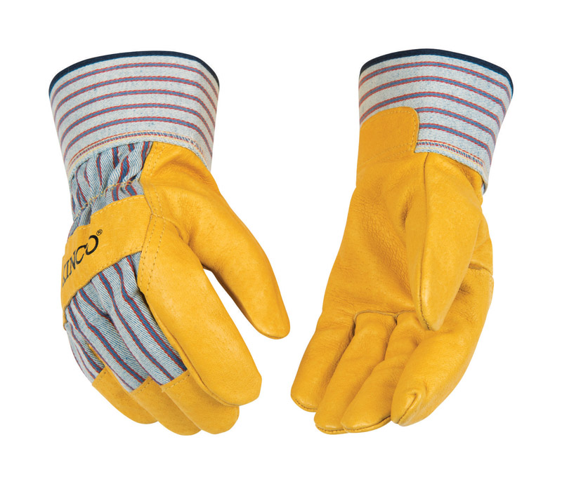 Kinco Men\u0027s Indoor/Outdoor Palm Gloves Yellow L 1 pair