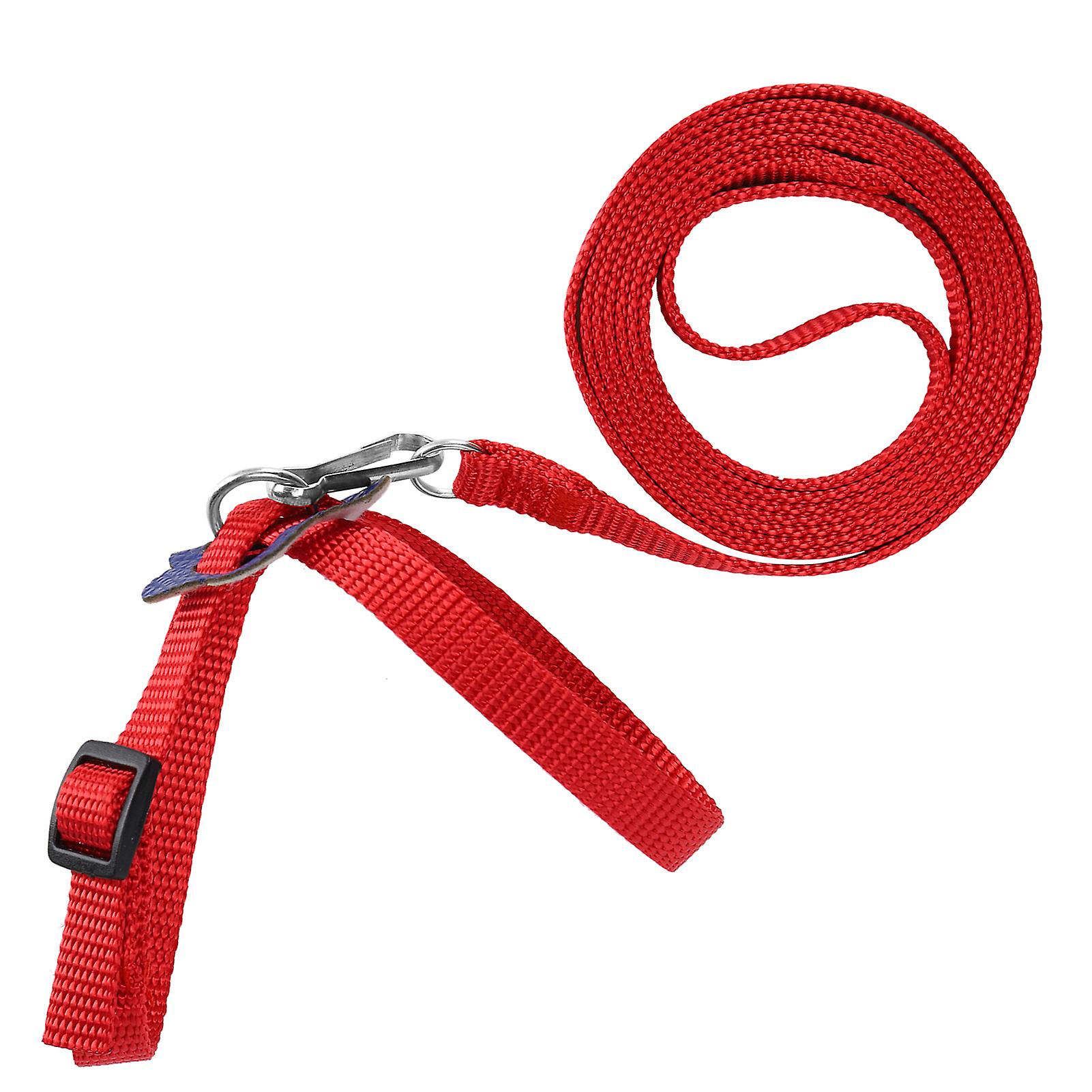 Bird Harness Parrot Leash Adjustable Birds Nylon Antibite Rope For Outdoor Training(rouge )