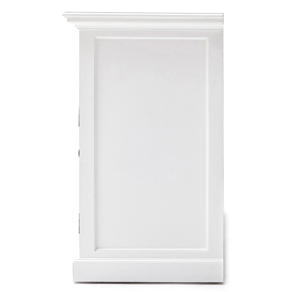 NovaSolo Halifax Coastal White Buffet with 2 Baskets  Solid Mahogany Frame  49.21 x 19.69 x 33.46   49.21 x 19.69 x 33.46