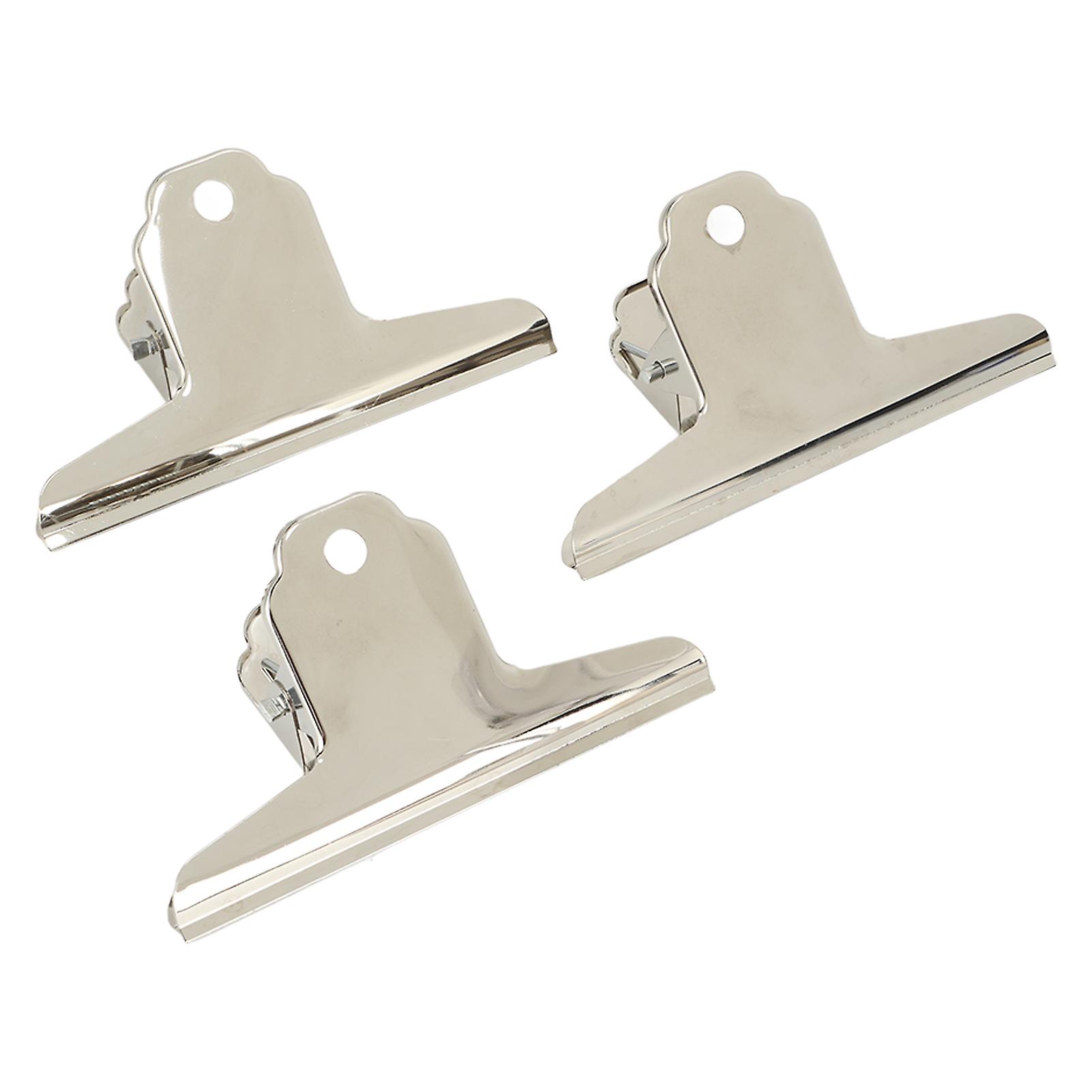 3pcs Bulldog Clips Smoother Edges Strong Clamping Force Metal Hinge Clips For Crafts Food Bags Photos Maps Home Office