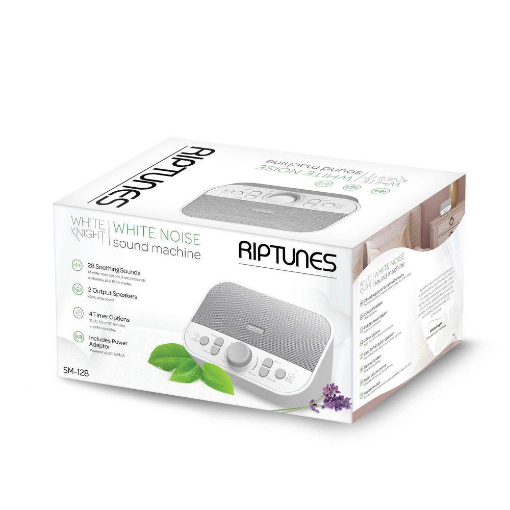 RIPTUNES White Noise Sound Machine with 28 Sounds Timer Options and Automatic Shutdowns M-SM128-974