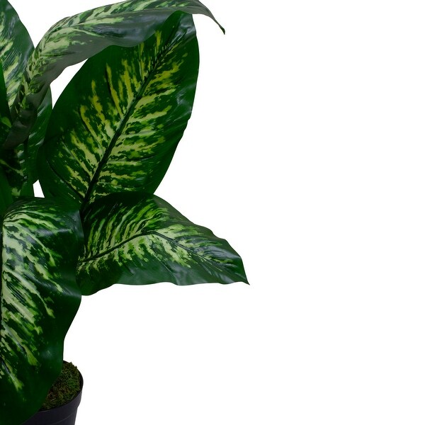 36 Artificial GreenIvory Variegated Leaf Dieffenbachia Potted Plant