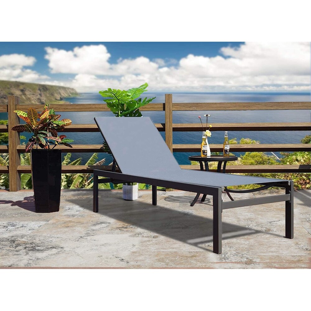 Kozyard Modern Full Flat Aluminum Patio Reclining Adjustable Chaise Lounge with Sunbathing Textilence for  Weather