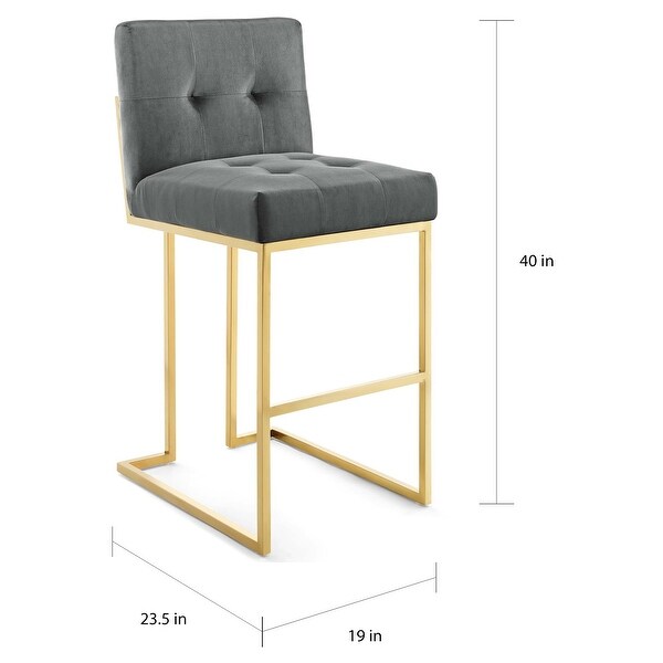 Privy Gold Stainless Steel Performance Velvet Bar Stool