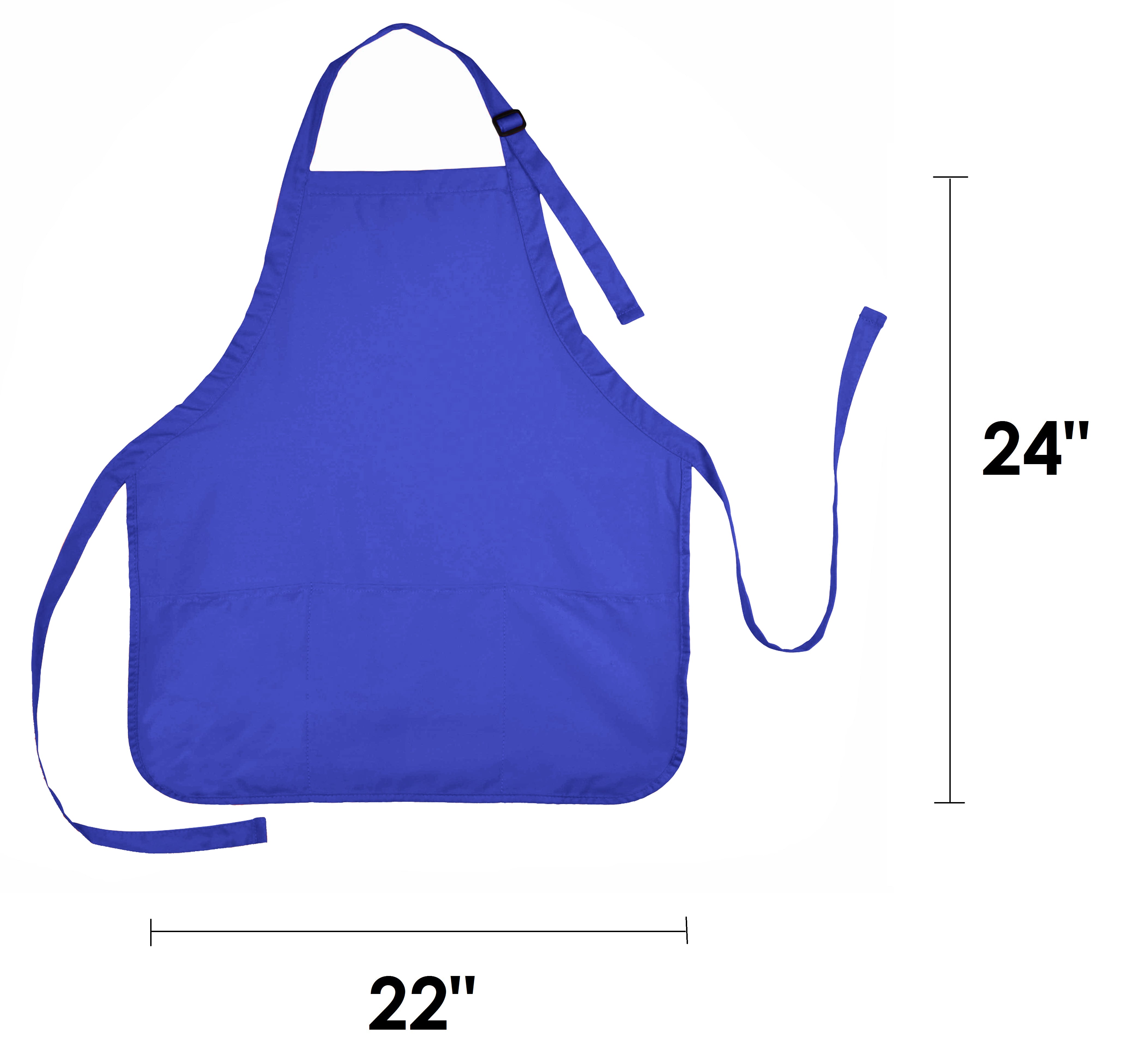 Impecgear Bib Spun Poly Cotton 3-Pocket Kitchen Apron - Royal