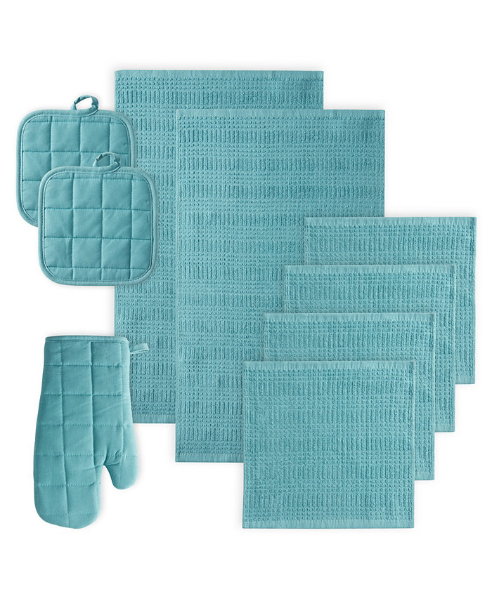 Cannon 9-Piece Multi Pack - 1 Oven Mitt 2 Pot Holders 4 Dishcloths 2 Kitchen Towels