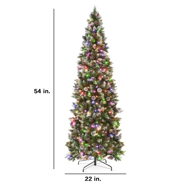 PreLit Partially Flocked Christmas Tree w/ 2in1 Multicolor Lights