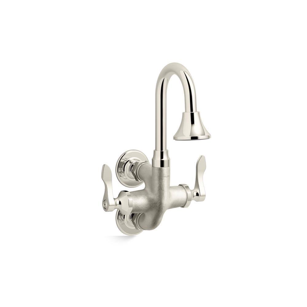 KOHLER Triton Bowe Cannock 1.2 GPM 2-Handle Wall Mount Bathroom Faucet Drain Not Included in Polished Chrome 730T70-4AJR-CP