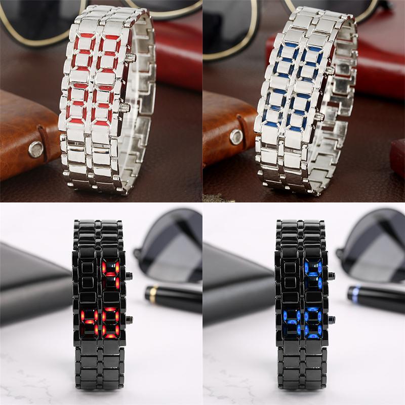 Men‘s Lava LED Digital Stainless Steel Bracelet Watch