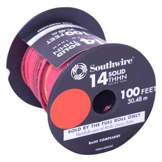 Southwire 100 ft. 14 Red Solid CU THHN Wire 11581684