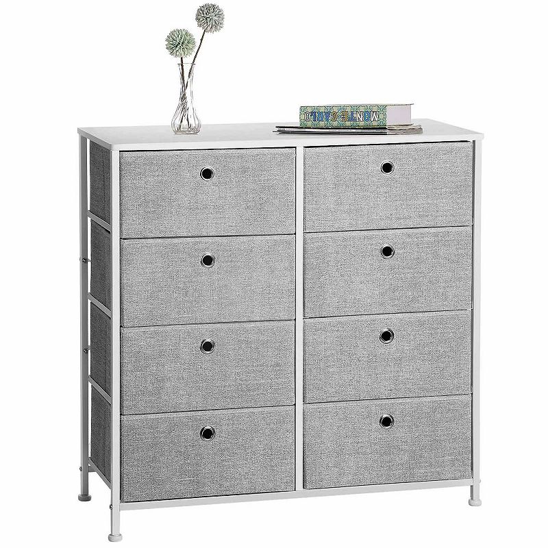 4-tier Wide Drawer Dresser， Storage Unit With 8 Easy Pull Fabric Drawers