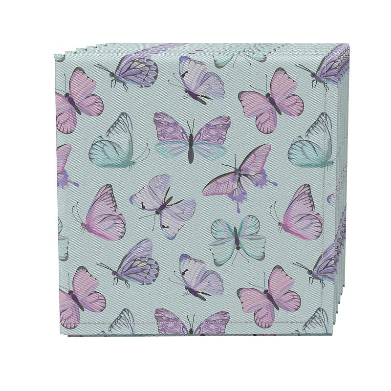 Napkin Set of 4， 100% Cotton， 20x20， Springtime Butterfly