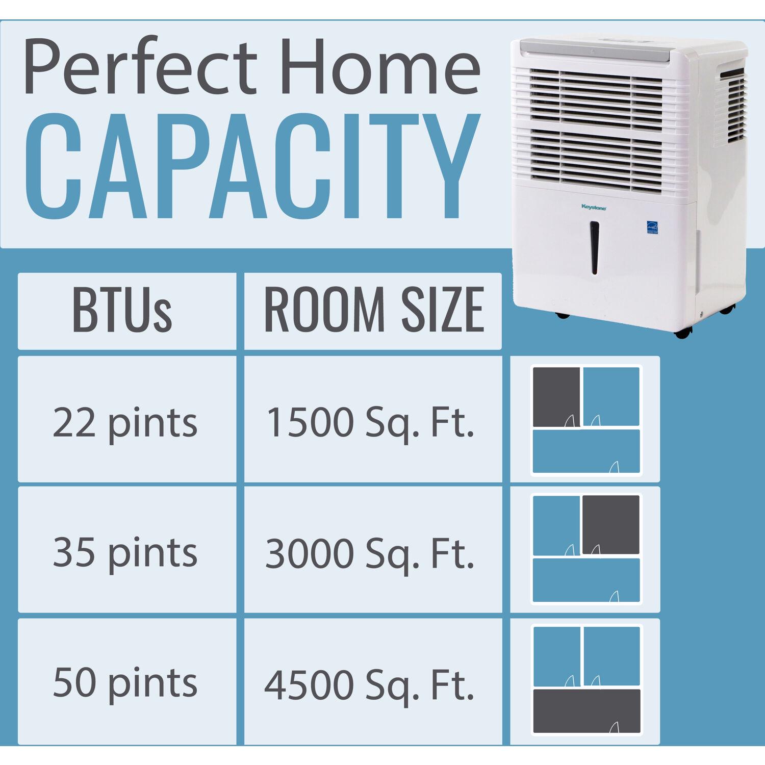 Energy Star Keystone 35 Pint Dehumidifier | Moisture Removal up to 3，000 Sq.Ft. | LED Display | 24H Timer | Portable with Wheels | Auto-Shutoff | For Basement， Garage， Living Room