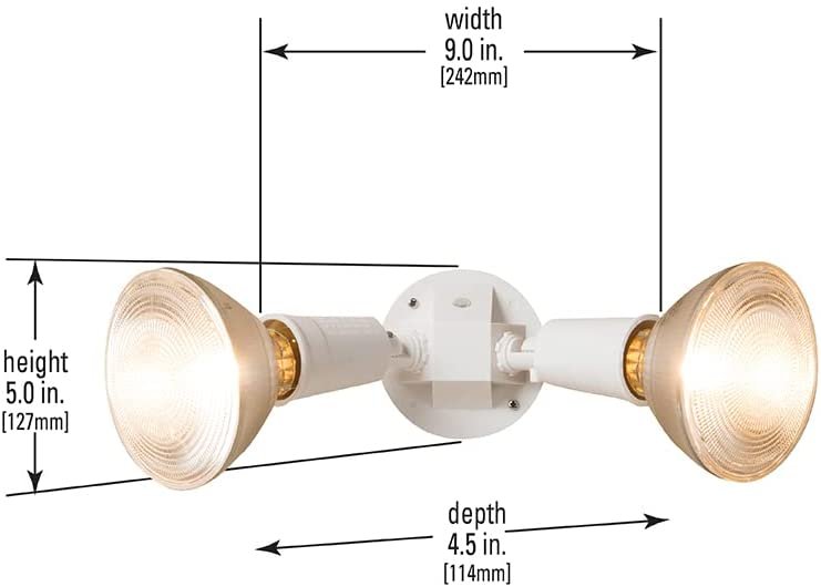 HALO PWT250PCW 300W 2-Lamp Outdoor PAR Twin Head Dusk to Dawn Flood Light， White