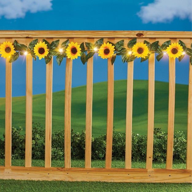 Collections Etc Solar Powered Sunflower String Lights Set Of 10