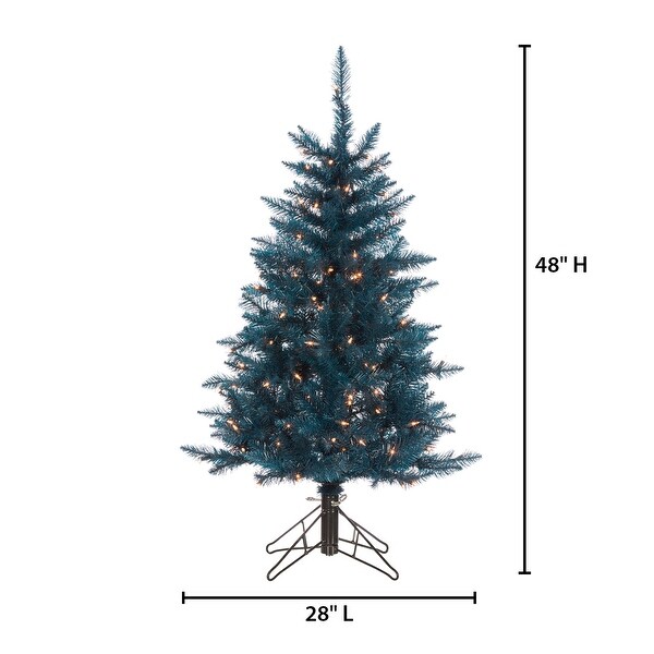 4 ft. Pre Lit Clear UL Dark Blue Tuscany Tinsel Tree