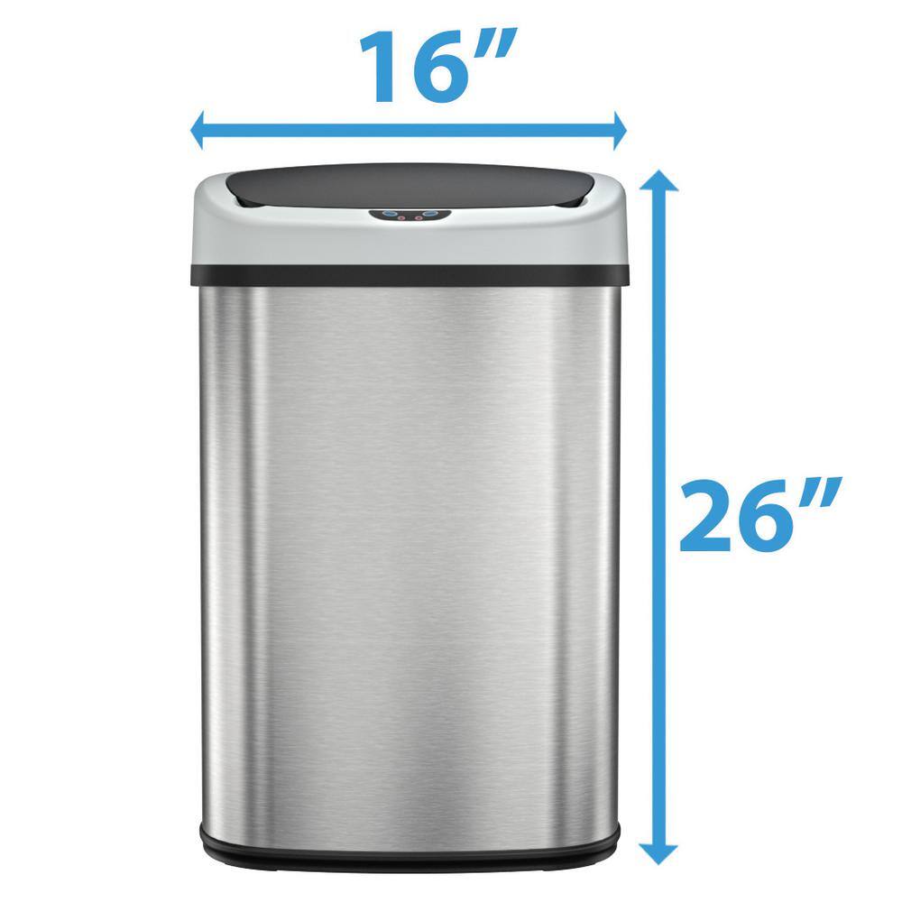 SensorCan 13 Gal. Oval Stainless Steel Automatic Sensor Kitchen Trash Can with Power Adapter OSC13SBSAC