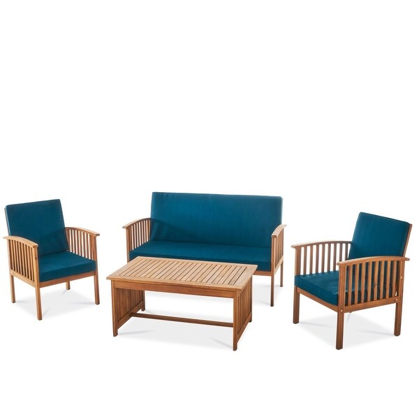 4 Piece Wood Sofa SetOutdoor Furniture with Cushions