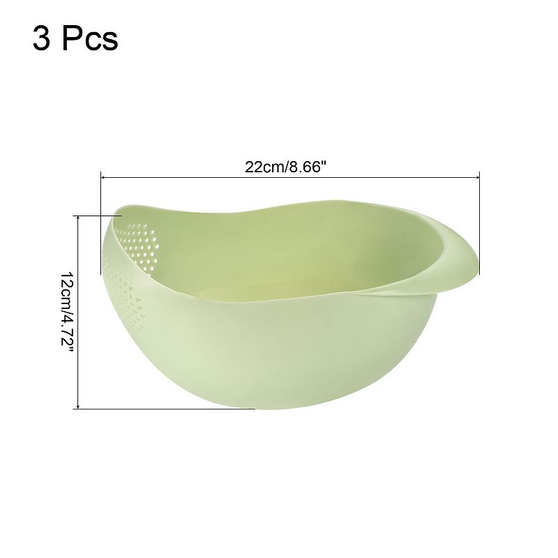 3pcs Rice Washing Basket Vegetable Fruit Colander Strainer