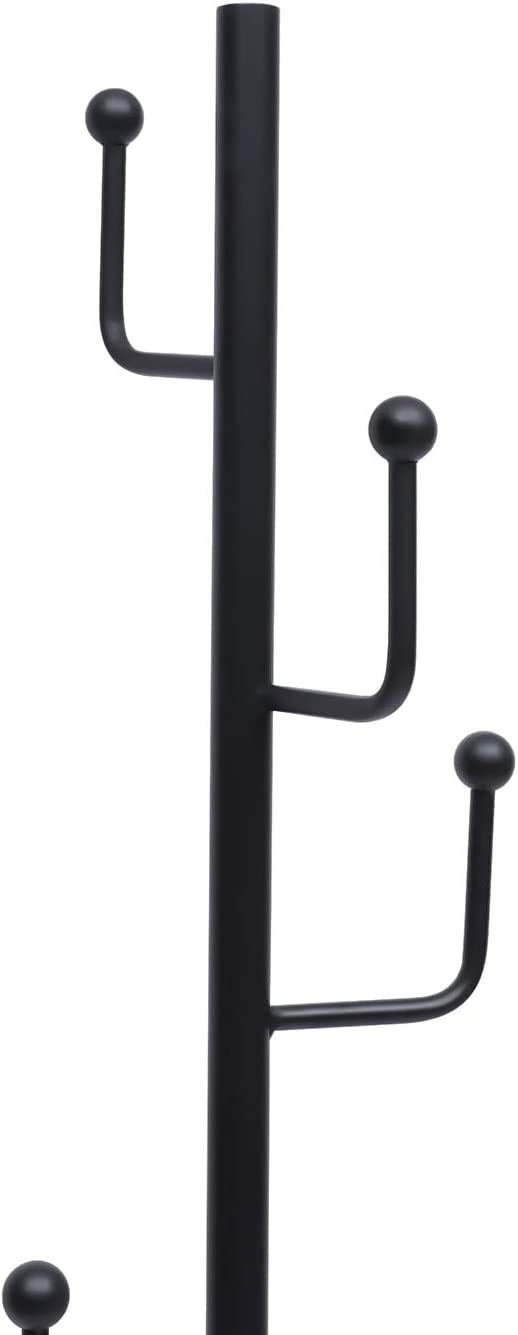 Flkoendmall 67-inch Modern Metal Clothes Stand Freestanding Coat Rack W/ 6 Hooks Black