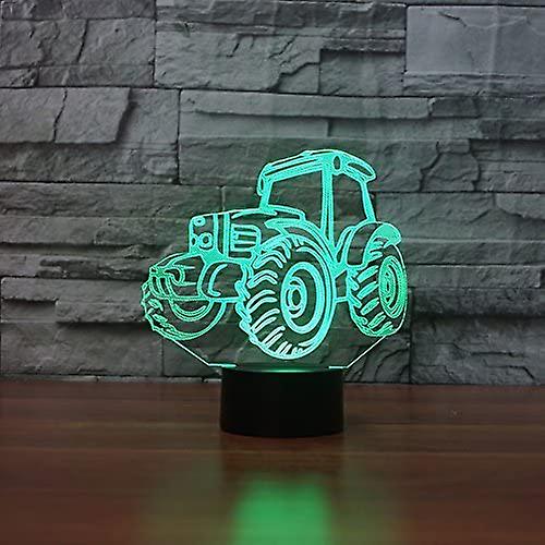 3d Car Tractor Night Light Touch Switch 7 Color Change Led Table Desk Lamp Acrylic Flat Abs Base Usb Charger Home Toy Birthday Xmas Kid Children Gift