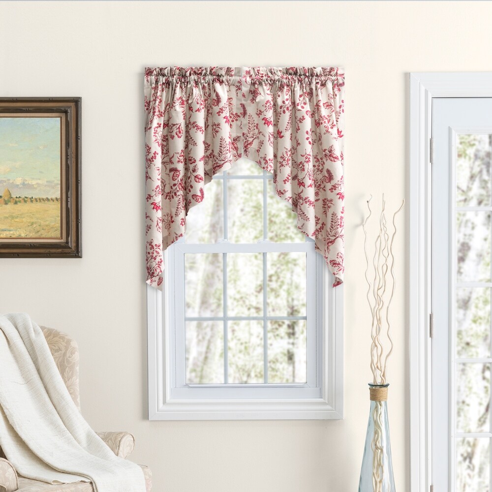 Waverly Gardens Rod Pocket with header Kitchen Curtains   Tier  Swag or Insert Valance (Sold Separately)